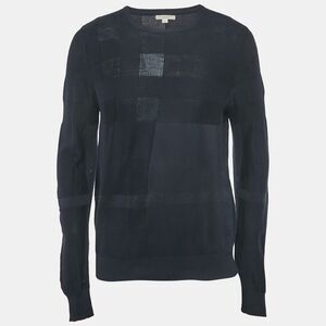 Burberry Brit Navy Blue Checks Cotton Knit Sweatshirt M